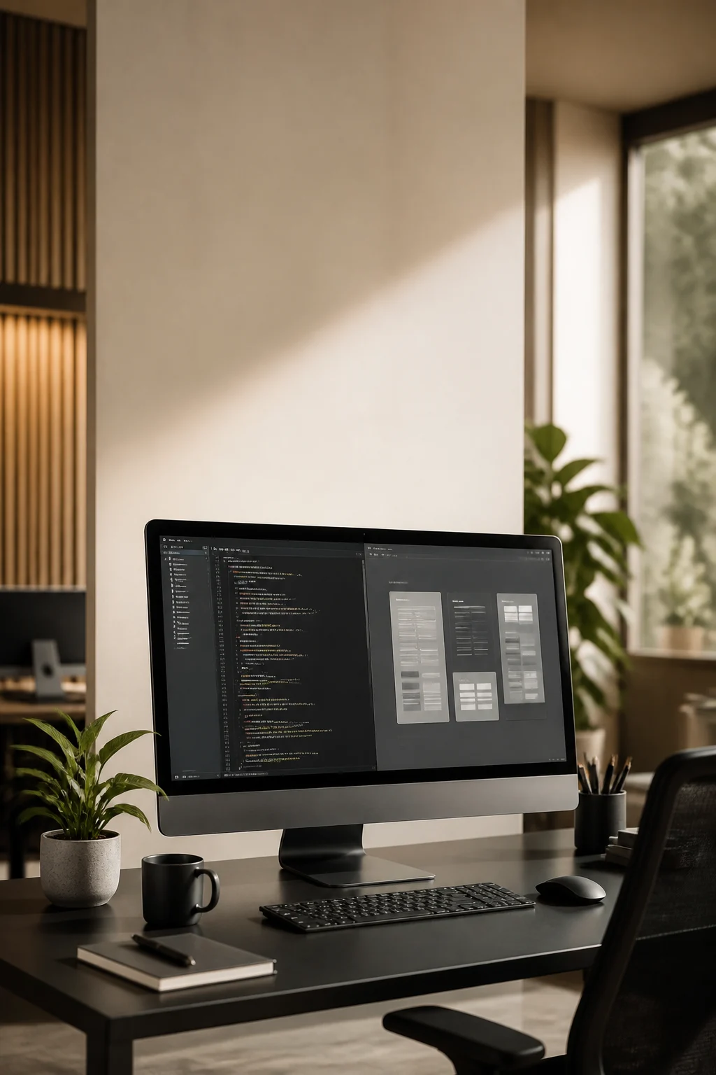 Modern yazılım geliştirme ve web tasarım çalışma alanı